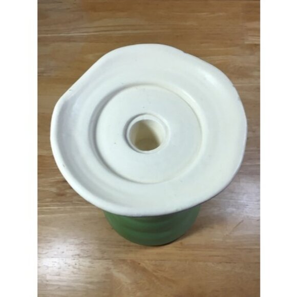 Vintage Haeger Pottery Candle Holder 3184 White Fade To Green Matt Glaze 7.5 In - Picture 6 of 11